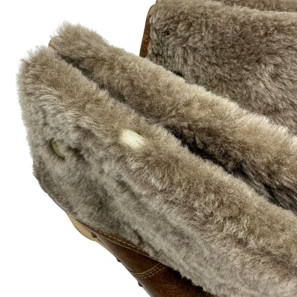 UGG Brown Lynnea Leather Shearling Clog Leather Booties Size 6 - Picture 7 of 8